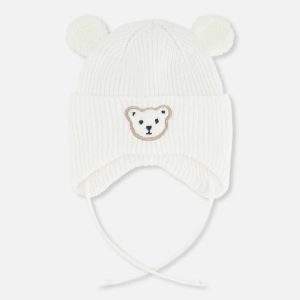 Baby Winter Knit Hat With Ear Flaps And Ears Off-White - Image 7
