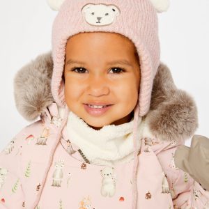 Alternative view of Baby Winter Knit Hat With Ear Flaps And Ears Pale Dusty Pink