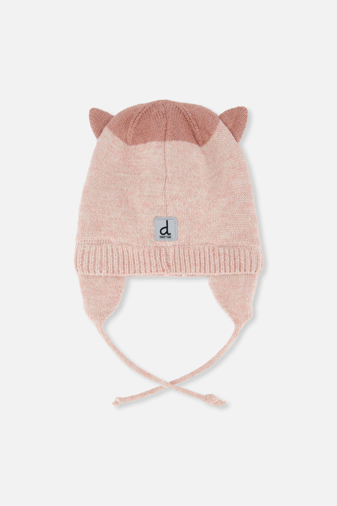 Baby Leopard Winter Knit Hat With Ear Flaps And Ears Pale Dusty Pink - Image 3