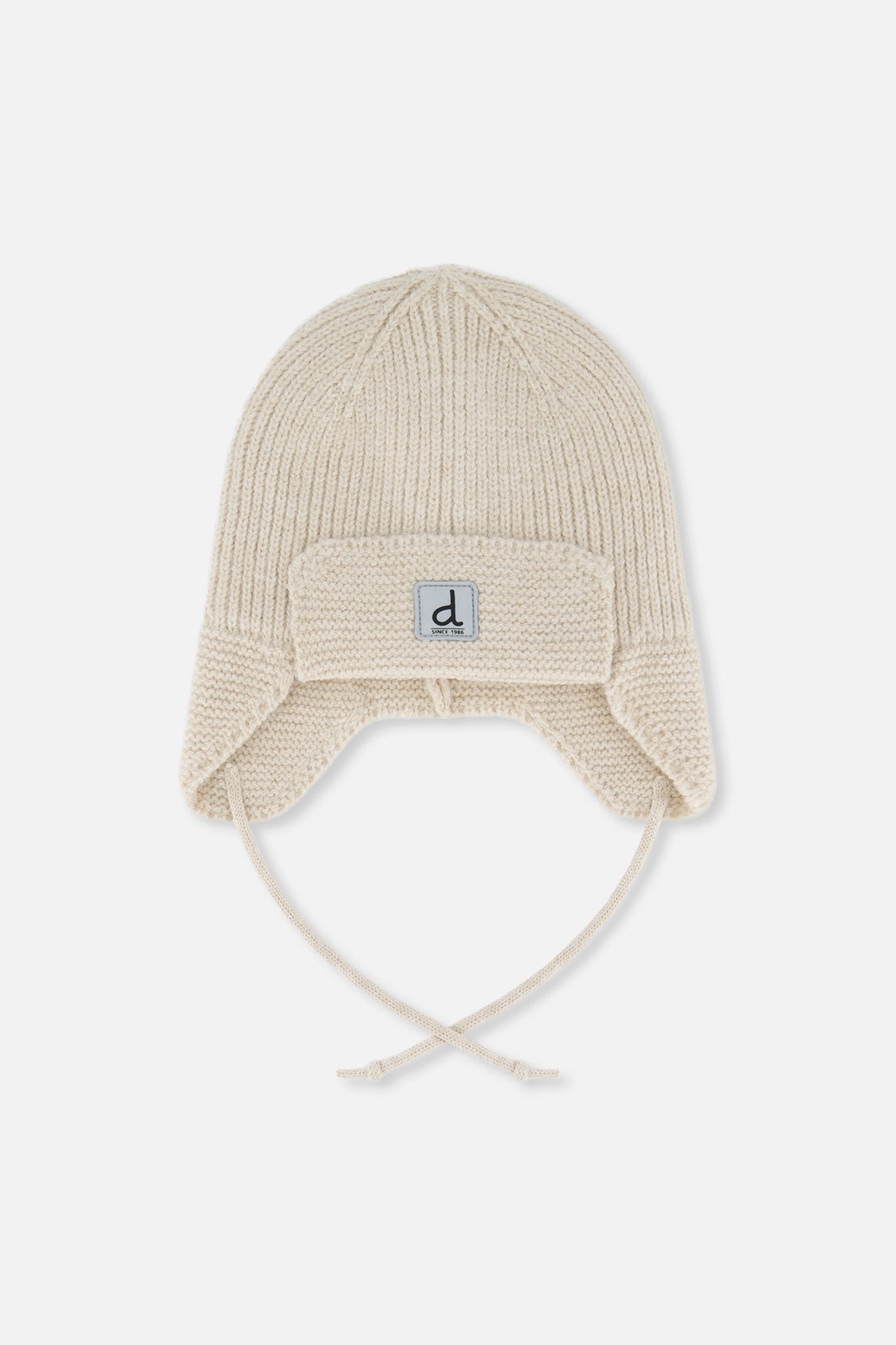 Baby Winter Knit Hat With Ear Flaps And Strings Beige - Image 6