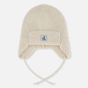 Baby Winter Knit Hat With Ear Flaps And Strings Beige - Image 8
