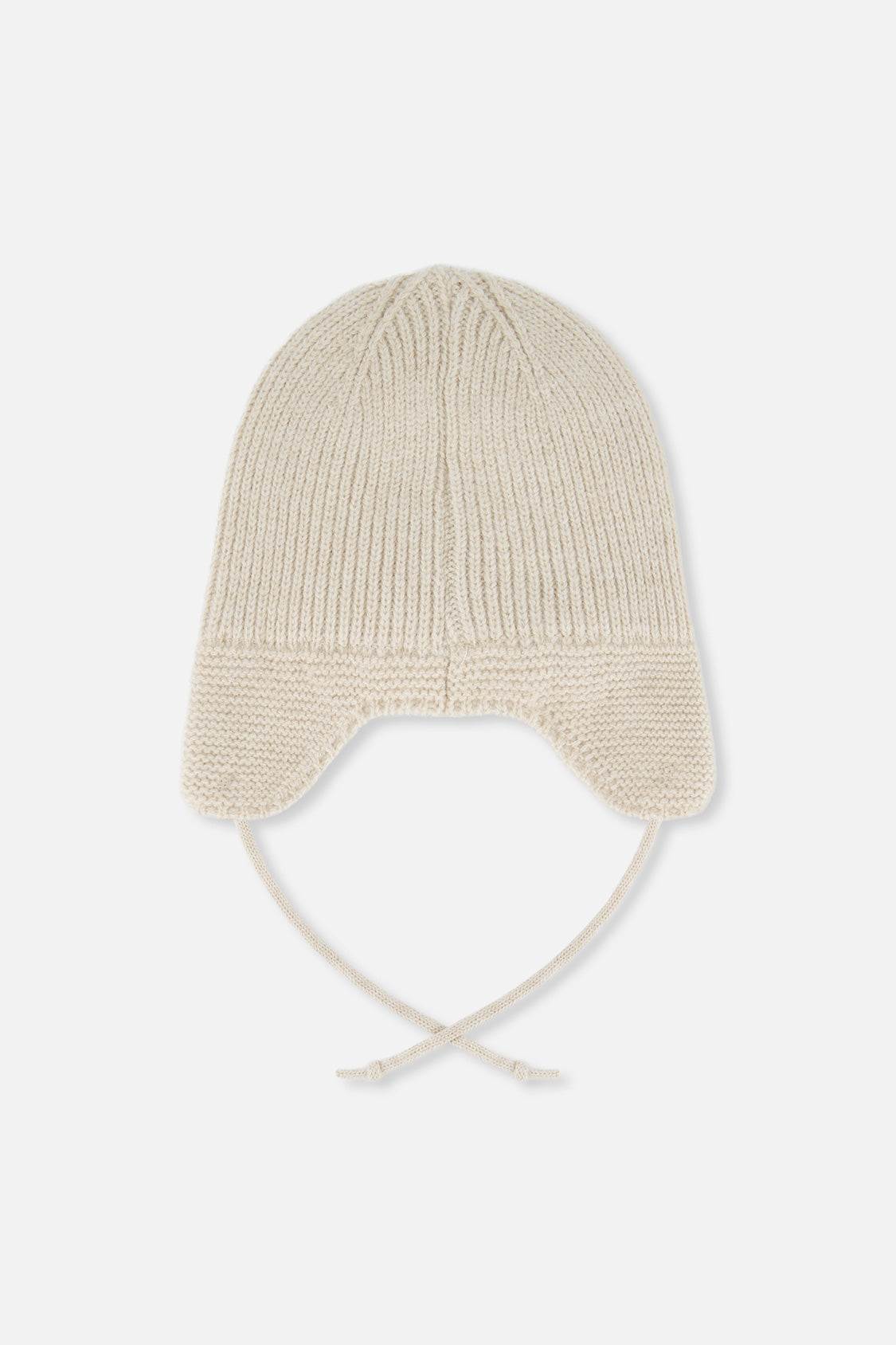 Baby Winter Knit Hat With Ear Flaps And Strings Beige - Image 3