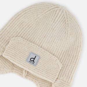 Baby Winter Knit Hat With Ear Flaps And Strings Beige - Image 4