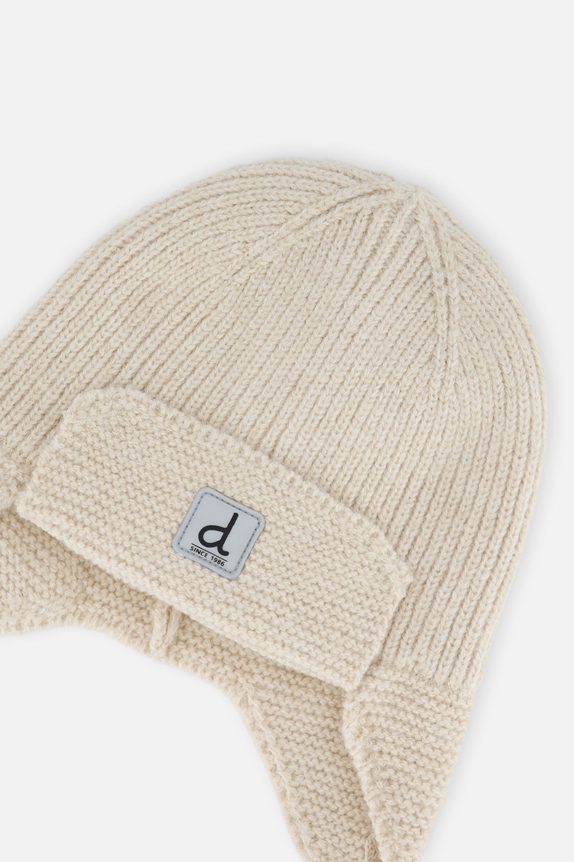 Baby Winter Knit Hat With Ear Flaps And Strings Beige - Image 4