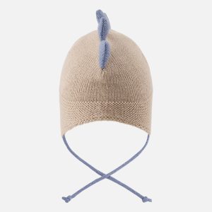 Baby Dino Winter Peruvian Knit Hat Light Taupe - Image 3