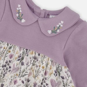 Organic Cotton Dress And Legging Set Beige With Heart Print - Image 4