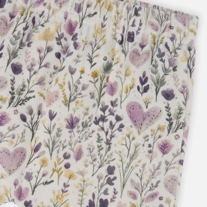Organic Cotton Pants And Top Set Green And Beige Heart Print - Image 5