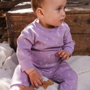 Organic Cotton Pants And Top Set Purple Floral Print - Image 2