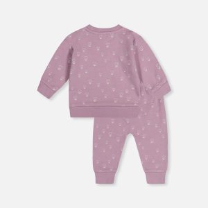 Organic Cotton Pants And Top Set Purple Floral Print - Image 3