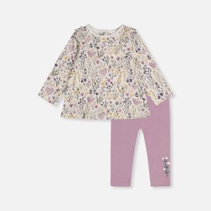 Organic Cotton Pant And Top Set Beige With Heart Print - Image 7