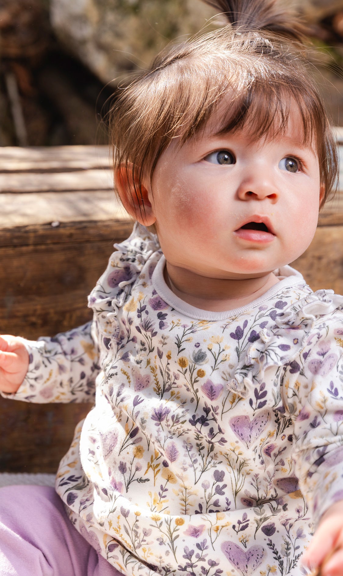 Organic Cotton Pant And Top Set Beige With Heart Print - Image 2