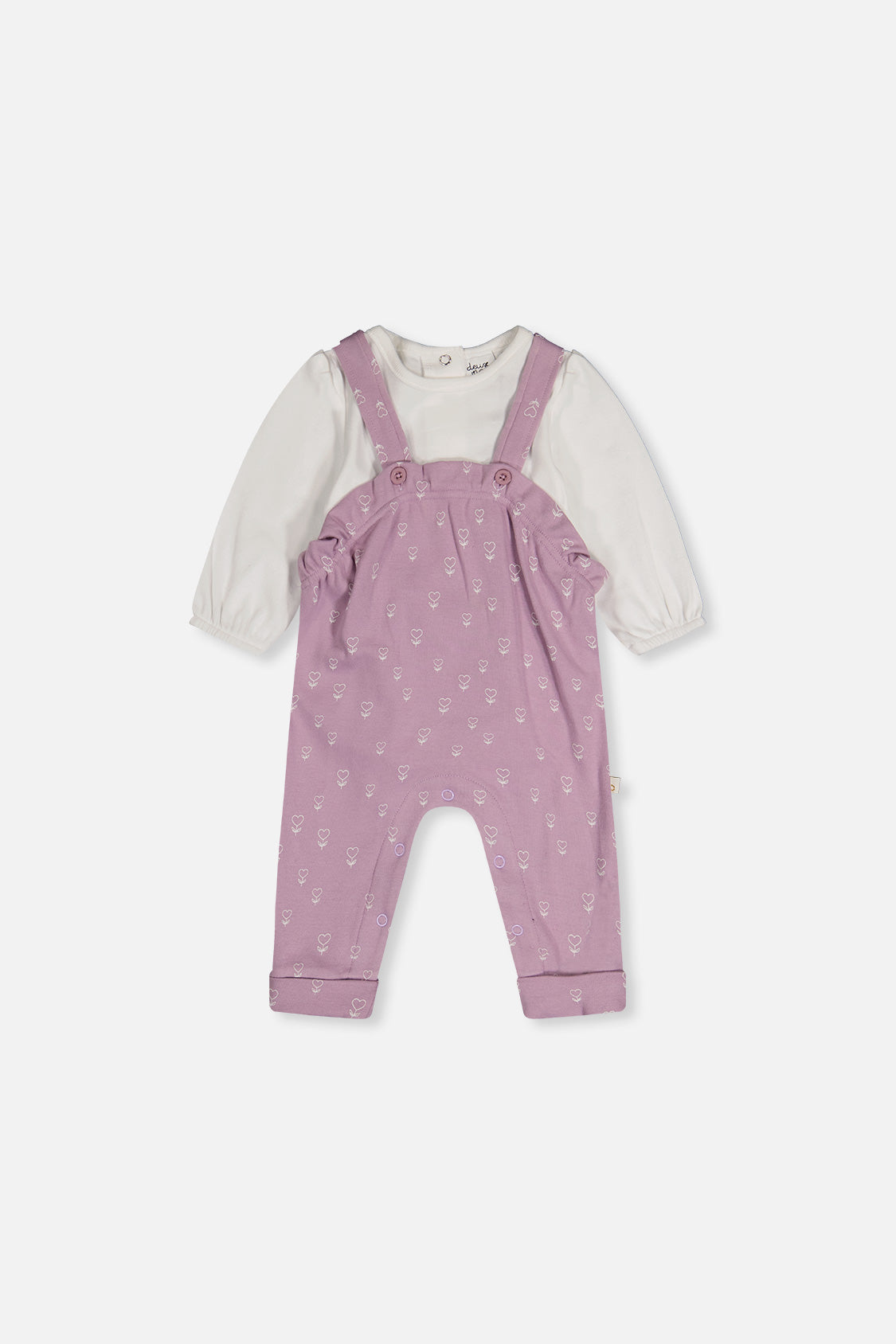 Organic Cotton Onesie And Overall Set Purple Floral Print - Image 7
