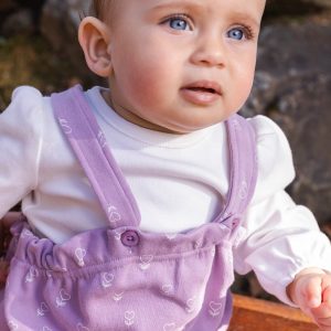 Organic Cotton Onesie And Overall Set Purple Floral Print - Image 2
