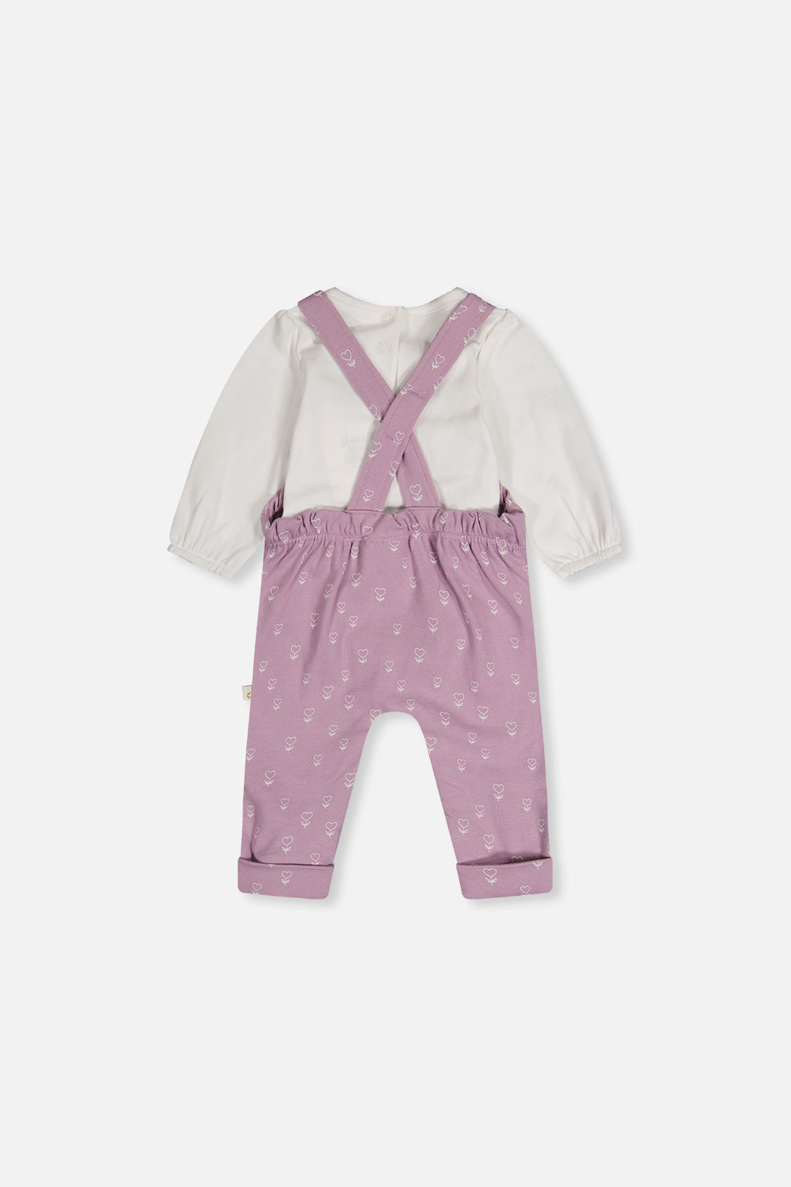 Organic Cotton Onesie And Overall Set Purple Floral Print - Image 3