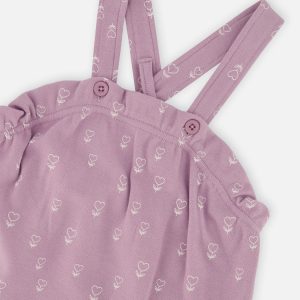 Organic Cotton Onesie And Overall Set Purple Floral Print - Image 5