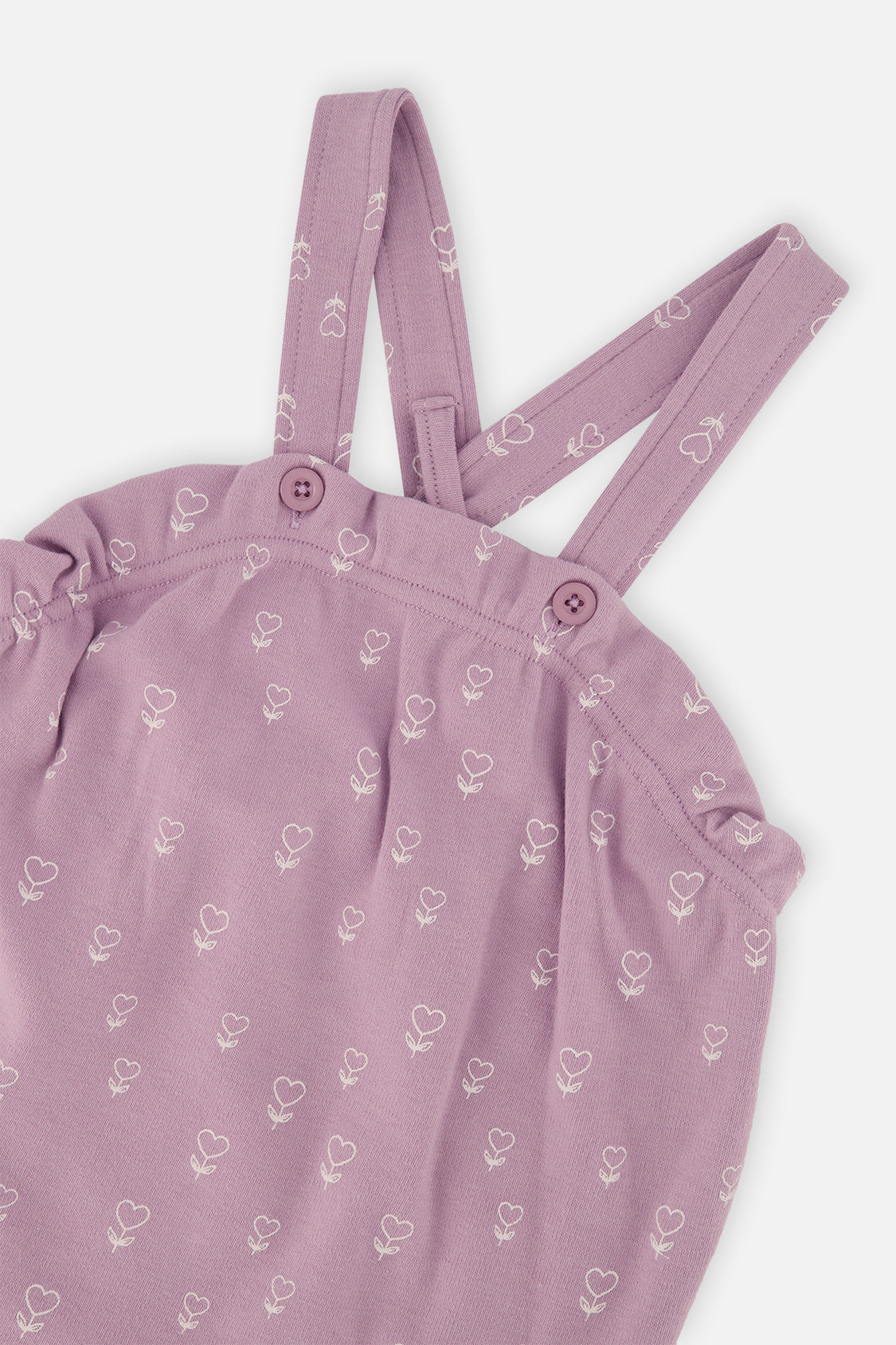 Organic Cotton Onesie And Overall Set Purple Floral Print - Image 5