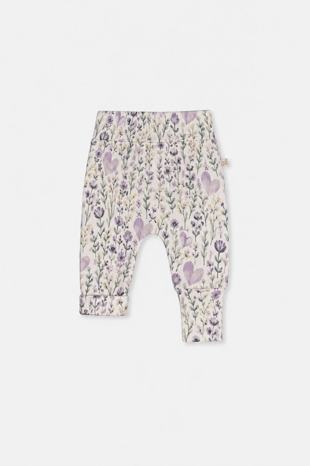 Organic Cotton Evolutive Pants Beige With Heart Print