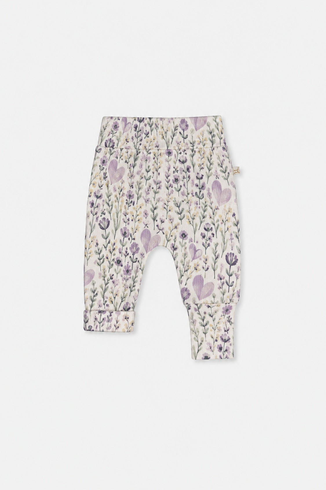 Organic Cotton Evolutive Pants Beige With Heart Print - Image 2