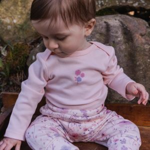 Organic Cotton Evolutive Pants Pink Printed Flowers - Image 2