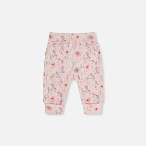 Organic Cotton Evolutive Pants Pink Printed Flowers - Image 3