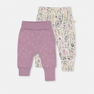 Two Pack Organic Cotton Evolutive Pants Purple Floral Print