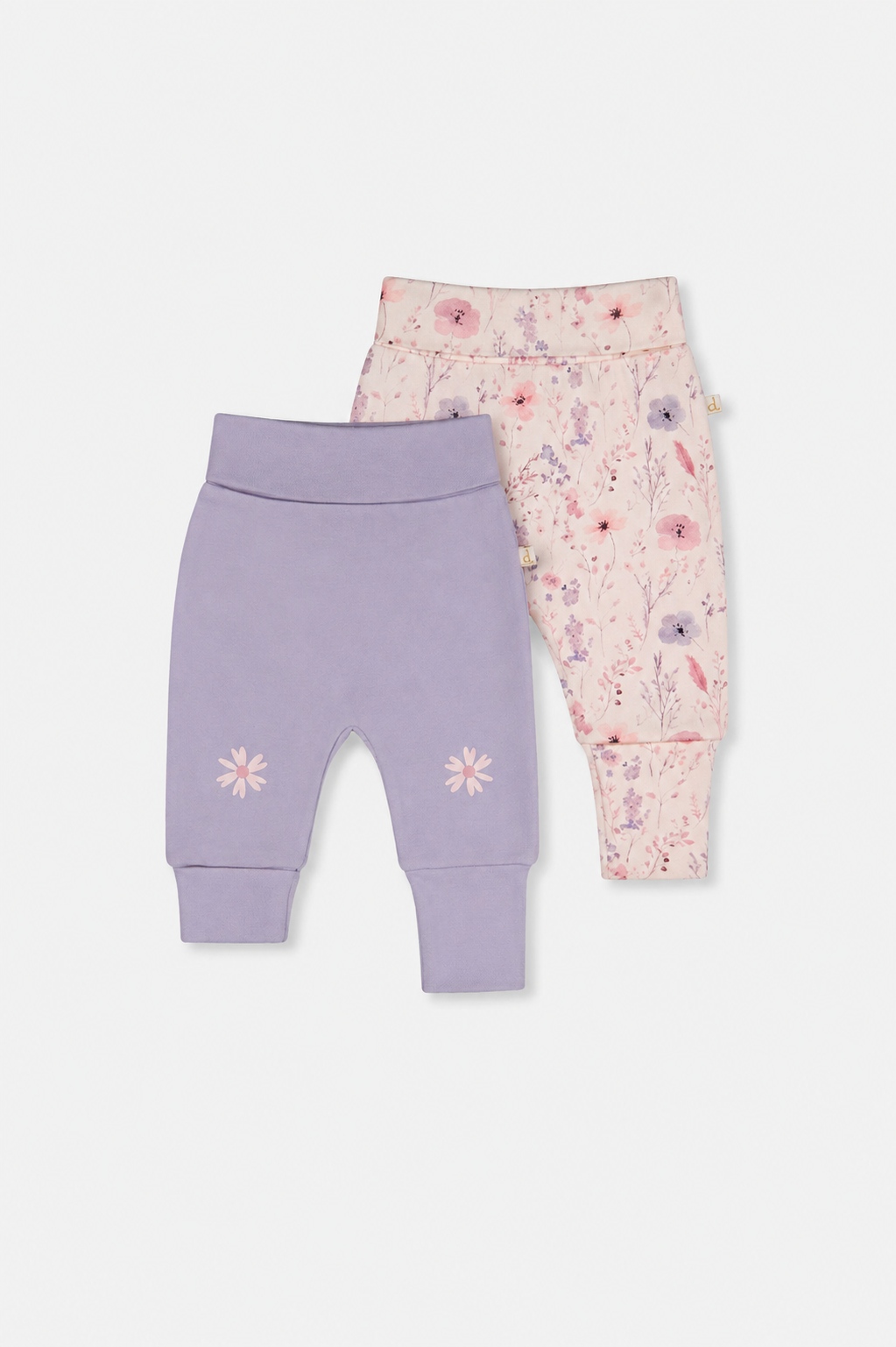 Two Pack Organic Cotton Evolutive Pants Pink Printed Flowers