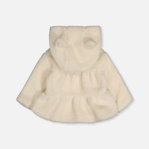 Hooded Zip Sherpa Jacket Off-White - Image 3