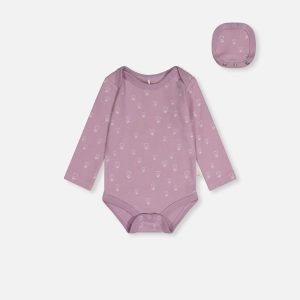 Organic Cotton Onesie Purple Floral Print