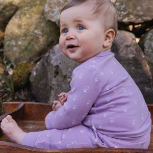 Organic Cotton Onesie Purple Floral Print - Image 2