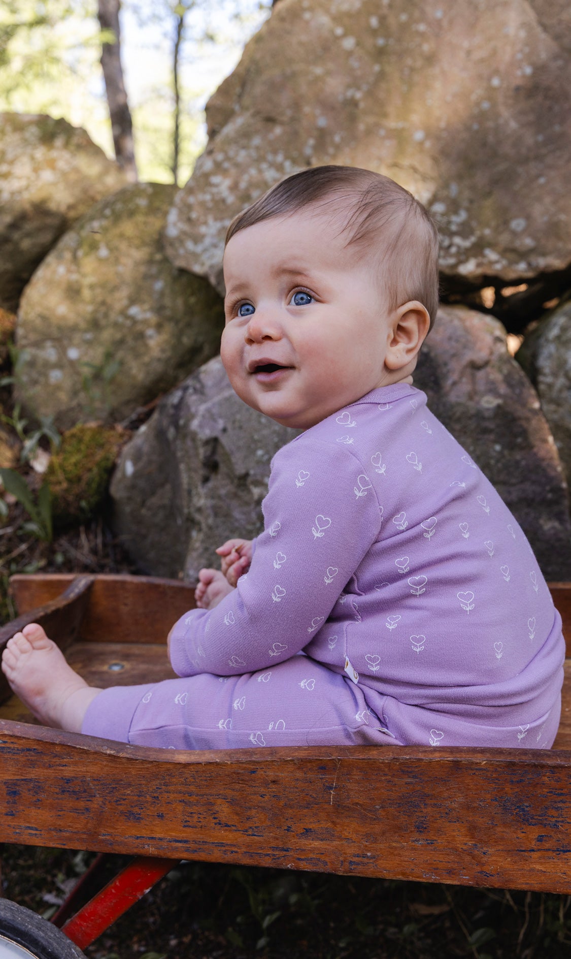 Organic Cotton Onesie Purple Floral Print - Image 2