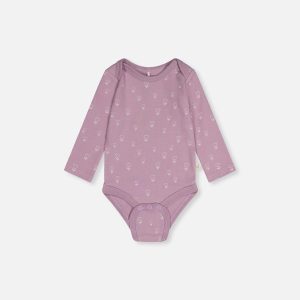 Organic Cotton Onesie Purple Floral Print - Image 3