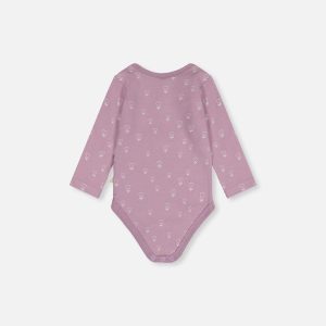 Organic Cotton Onesie Purple Floral Print - Image 4