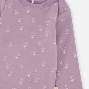Organic Cotton Onesie Purple Floral Print - Image 5
