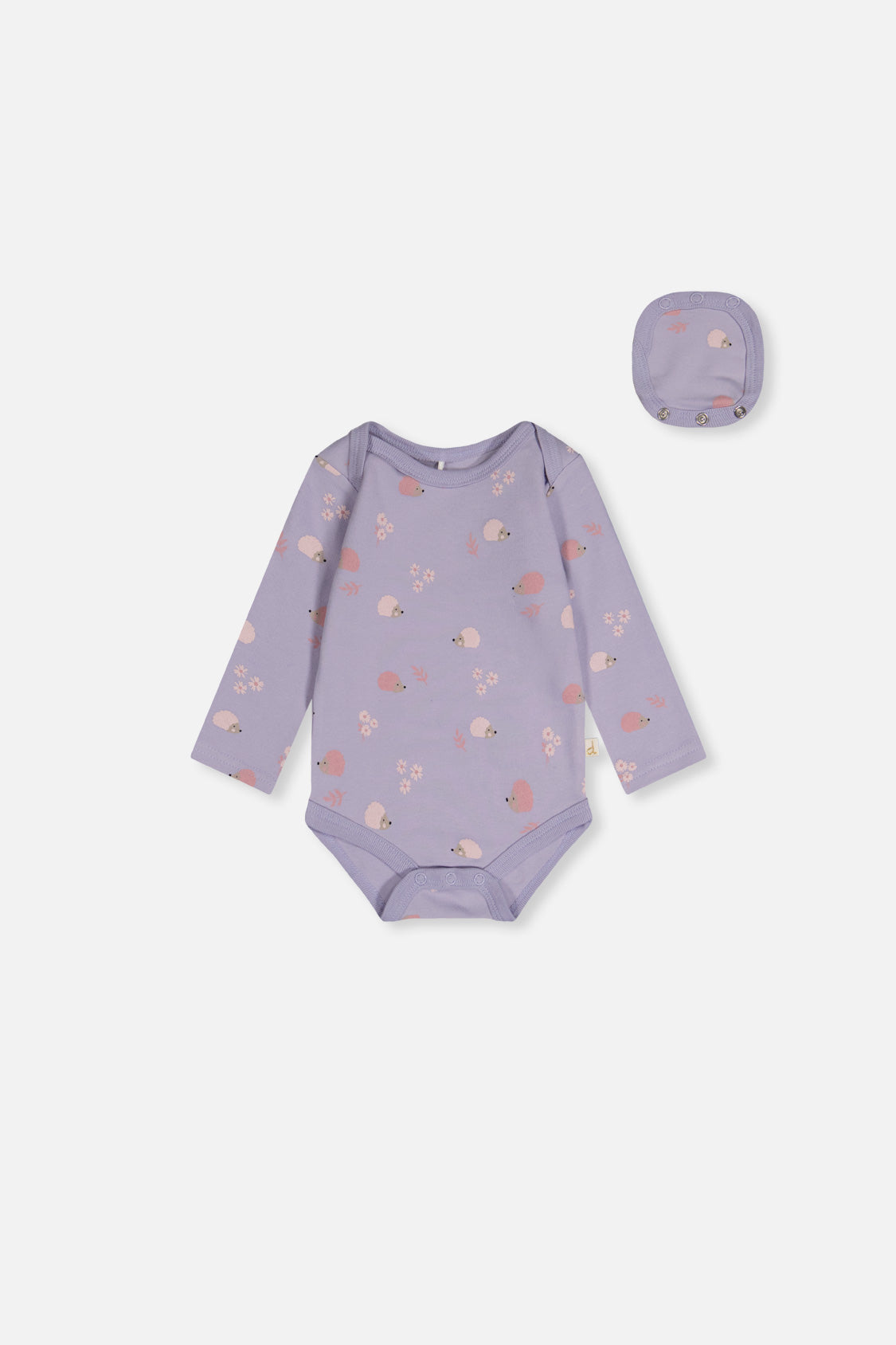 Organic Cotton Onesie Purple Hedgehog Print - Image 7