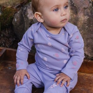 Organic Cotton Onesie Purple Hedgehog Print - Image 2