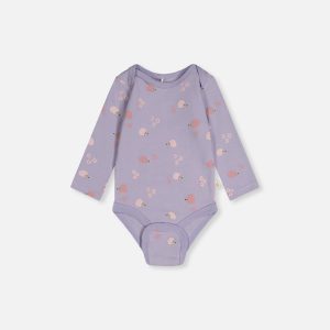 Organic Cotton Onesie Purple Hedgehog Print - Image 3