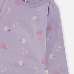 Organic Cotton Onesie Purple Hedgehog Print - Image 5