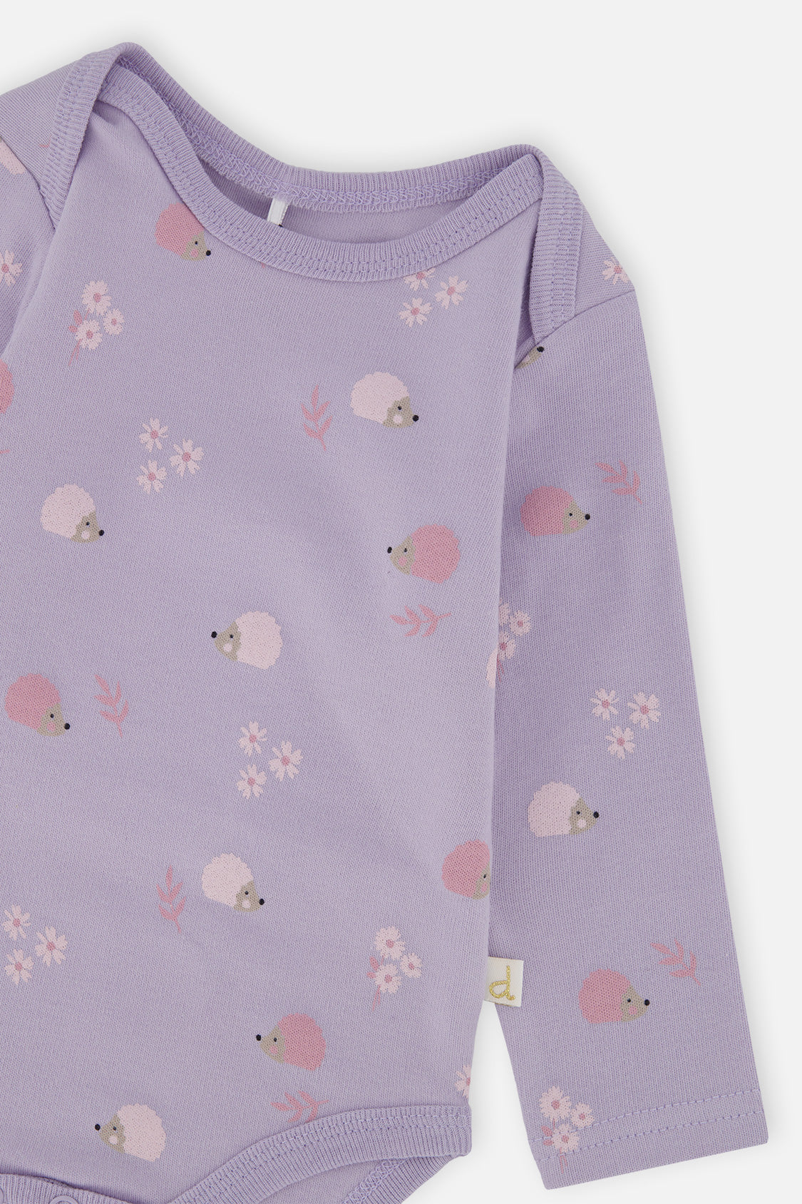 Organic Cotton Onesie Purple Hedgehog Print - Image 5