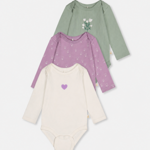 Three Pack Organic Cotton Onesie Purple Floral Print