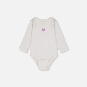 Three Pack Organic Cotton Onesie Purple Floral Print - Image 2