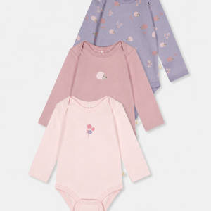 Three Pack Organic Cotton Onesie Purple Hedgehog Print