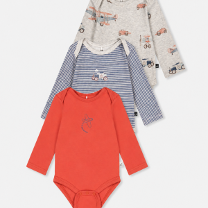 Three Pack Organic Cotton Onesie Beige Printed Airplanes