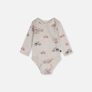 Three Pack Organic Cotton Onesie Beige Printed Airplanes - Image 4
