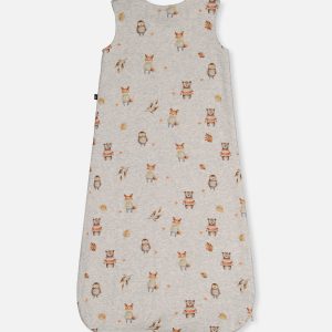 Organic Cotton Sleep Sack Beige Animal Print - Image 2