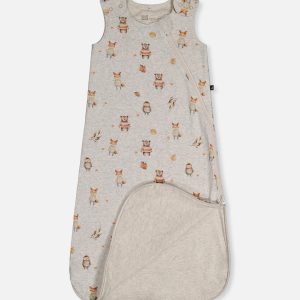 Organic Cotton Sleep Sack Beige Animal Print - Image 3