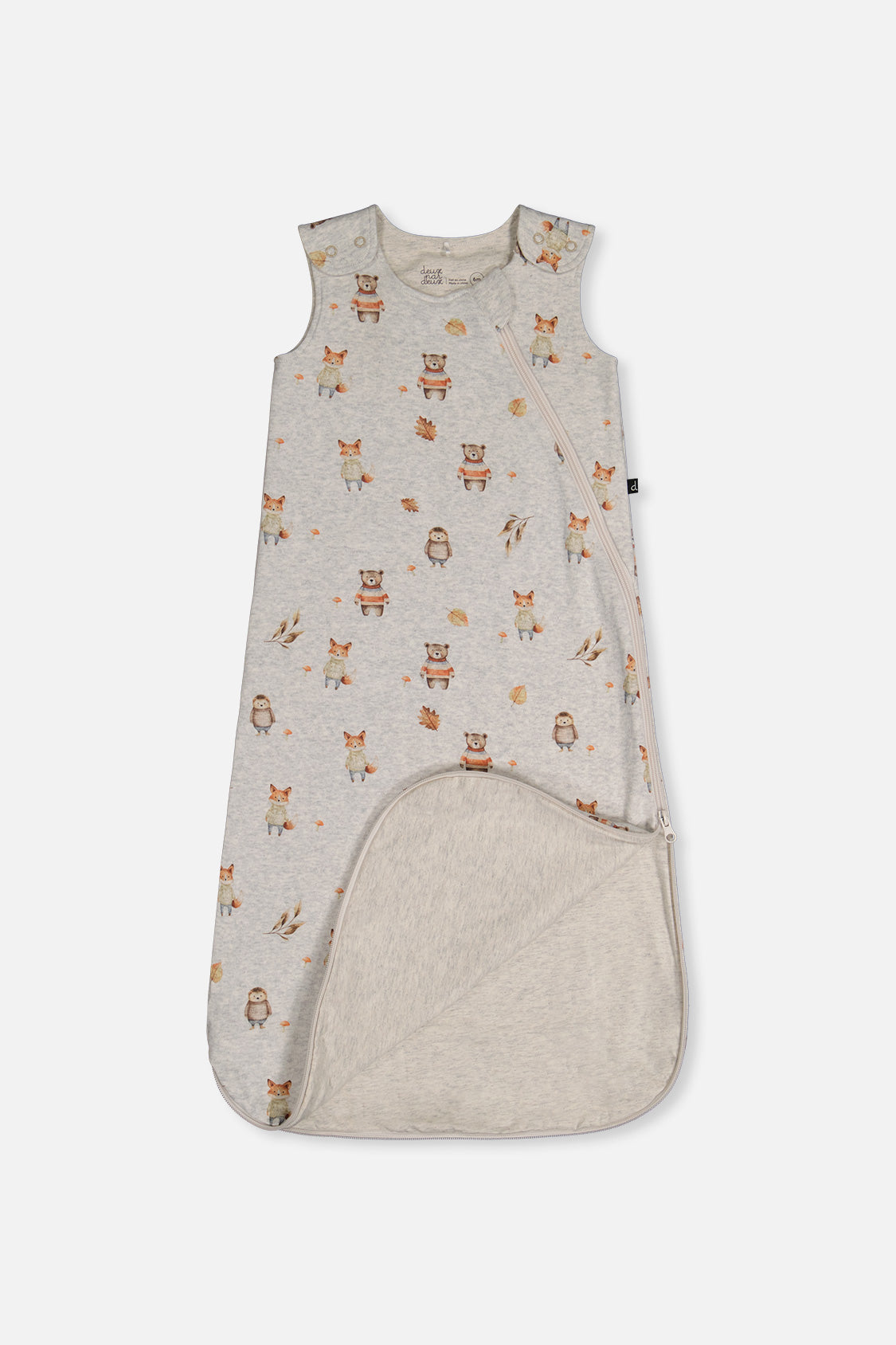 Organic Cotton Sleep Sack Beige Animal Print - Image 3