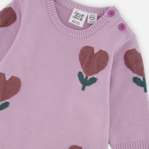 Knitted Intarsia Romper Lilac - Image 4
