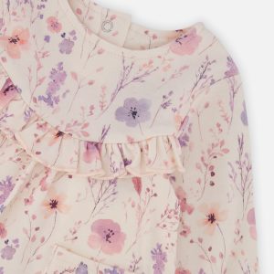 Organic Cotton Dress And Legging Set Pink Printed Flowers - Image 4
