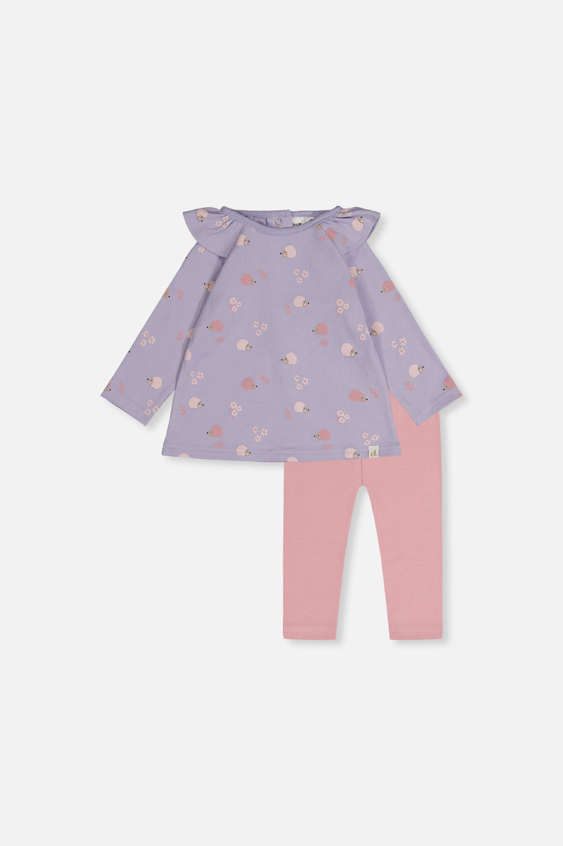 Organic Cotton Tunic And Legging Set Purple Hedgehog Print - Image 8