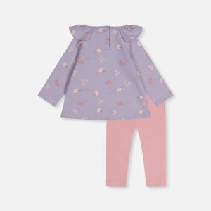 Organic Cotton Tunic And Legging Set Purple Hedgehog Print - Image 3